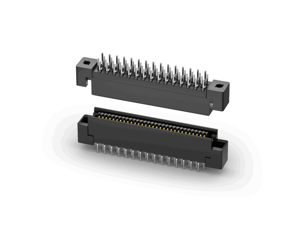 8800 Series 1.27 mm pitch board-to-board connector plug and receptacle with through-hole pins